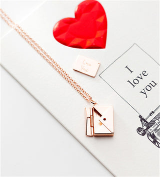 Custom Text Love Letter Envelope Pendant Confession Locket Necklace Jewelry Special Gifts For Women Teens Girlfriend Wife Lover